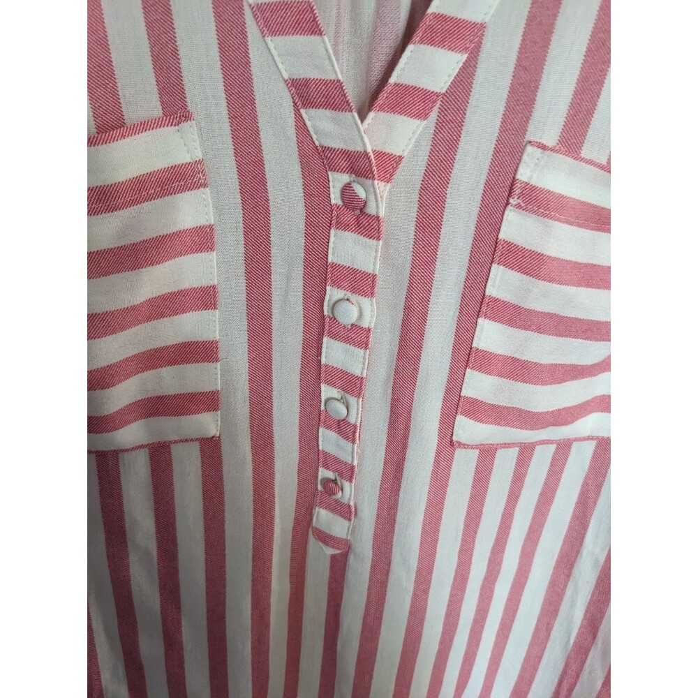 Torrid Women's Harper Washable Gauze Sleeveless Pullover Blouse Pink White Sz 1 - Picture 7 of 8